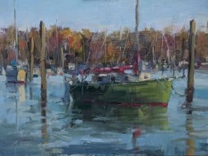 Jonathan McPhillips Plein Air painting at Wickford Harbor Rhode Island